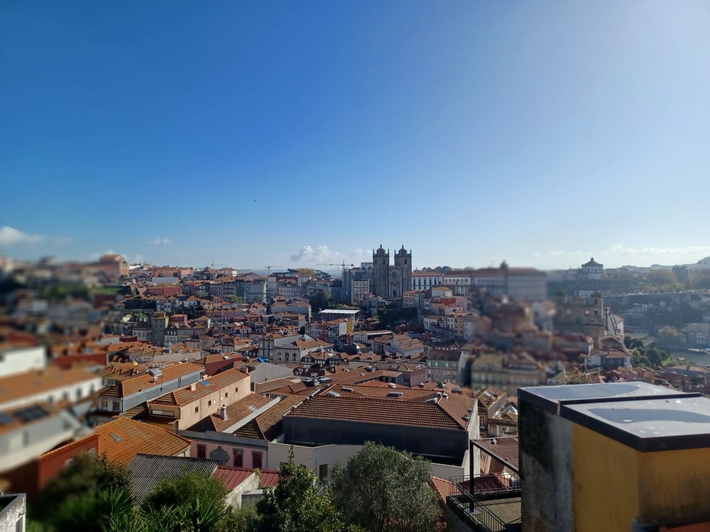 Daytime view over the rooftops of the historic centre and Porto Cathedral