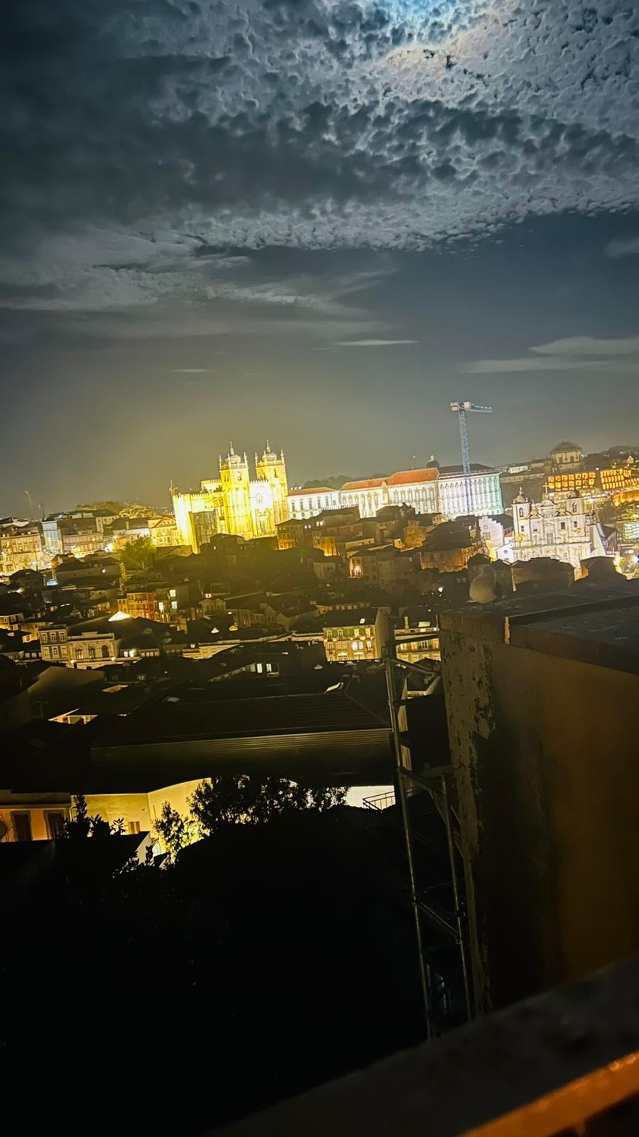 Night view of the illuminated Porto Cathedral